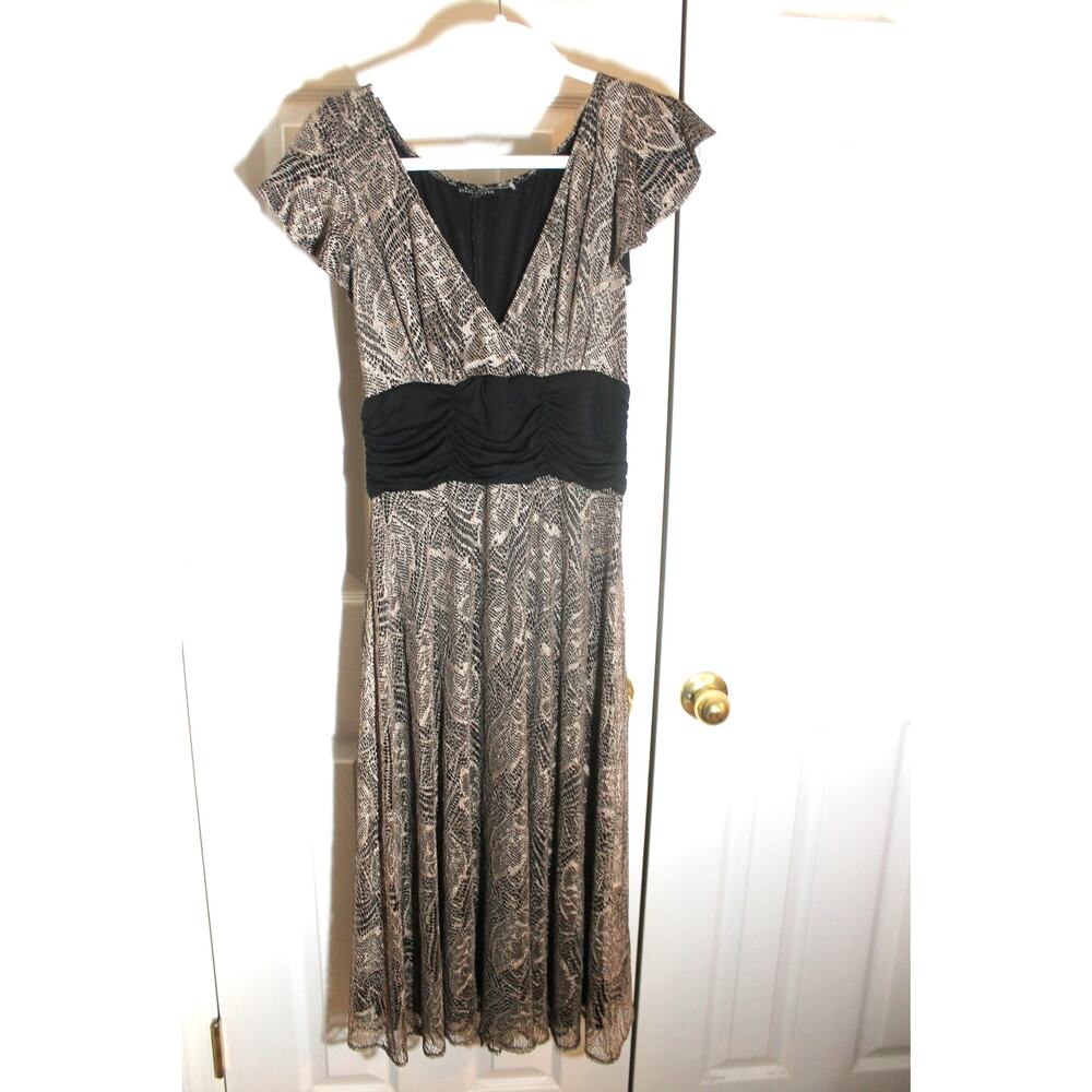 Maria Bianca Nero V-Neck Flutter Sleeve Dress sz M NWT